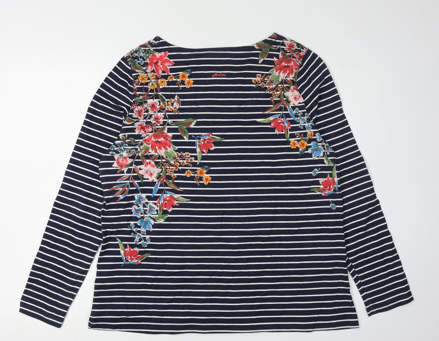 Joules Women's Floral Striped Cotton T-Shirt, Size 18