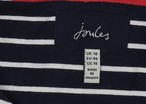 Joules Women's Floral Striped Cotton T-Shirt, Size 18