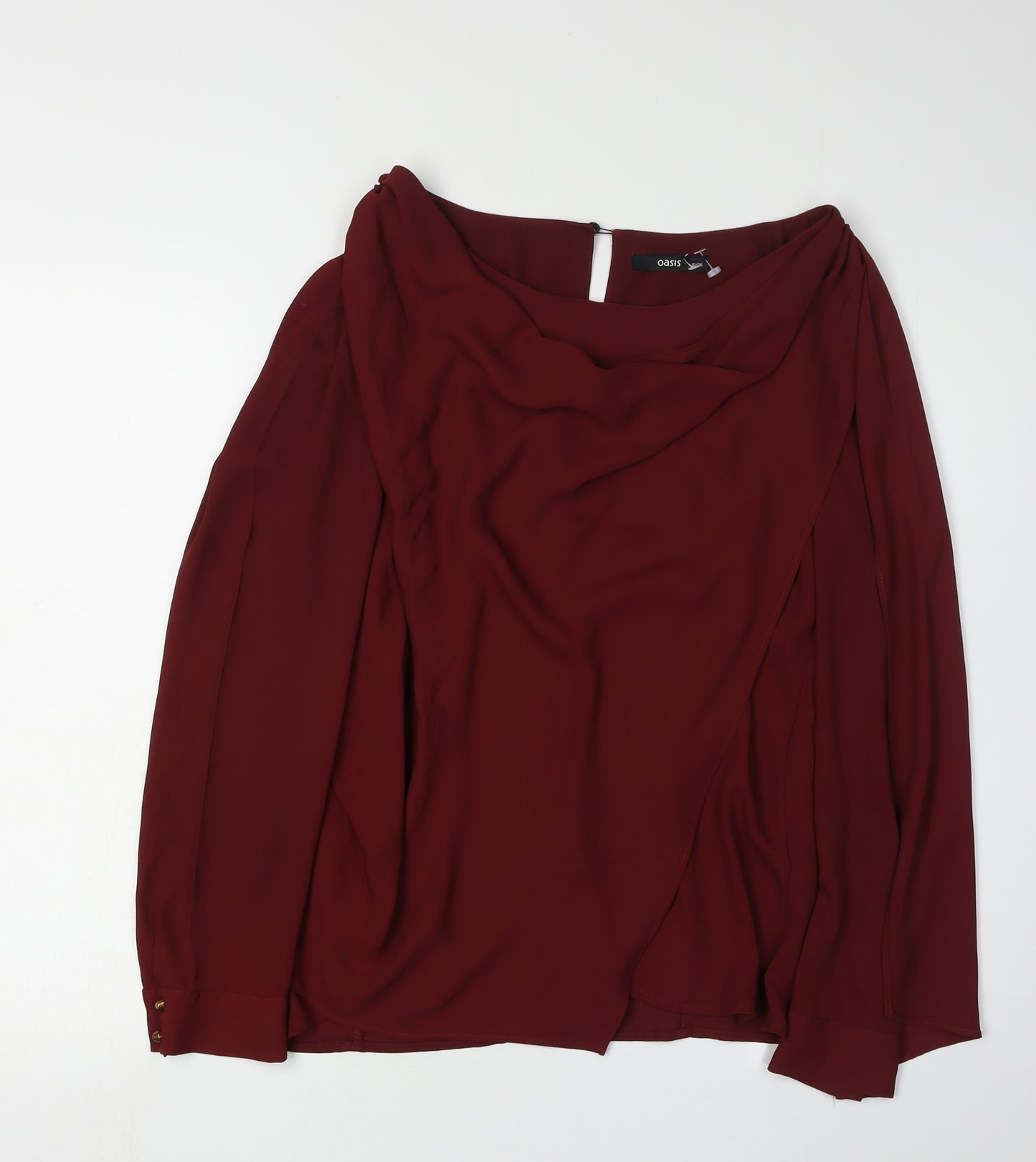 Oasis Women's Red Cowl Neck Blouse Size 10