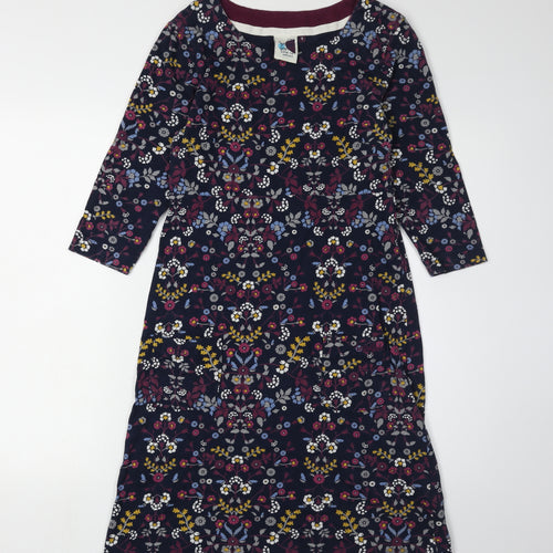 Weird Fish Women's Multicoloured Floral Jersey Dress Size 8