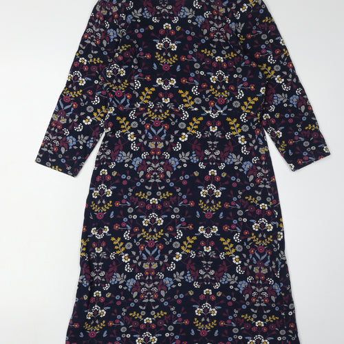 Weird Fish Women's Multicoloured Floral Jersey Dress Size 8