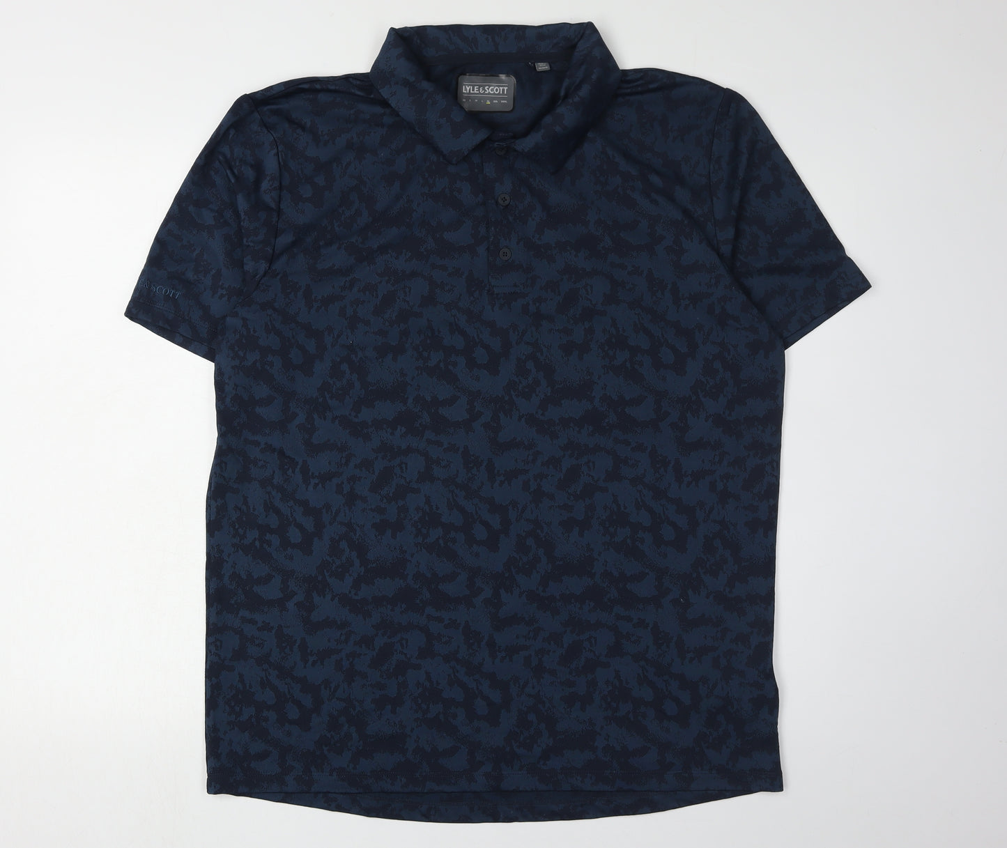 Lyle & Scott Men's Blue Camo Polo Shirt XL