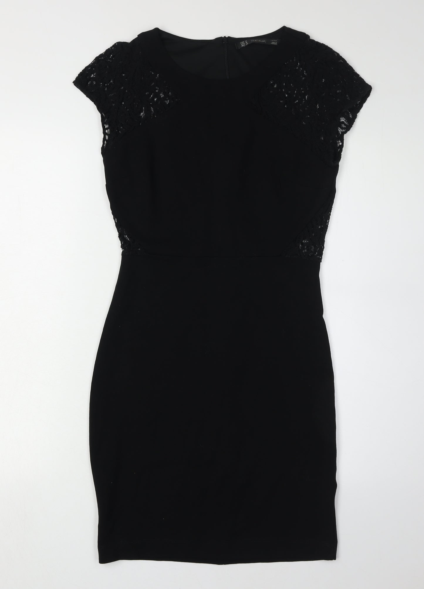Zara Women's Black Lace Sheath Dress - M