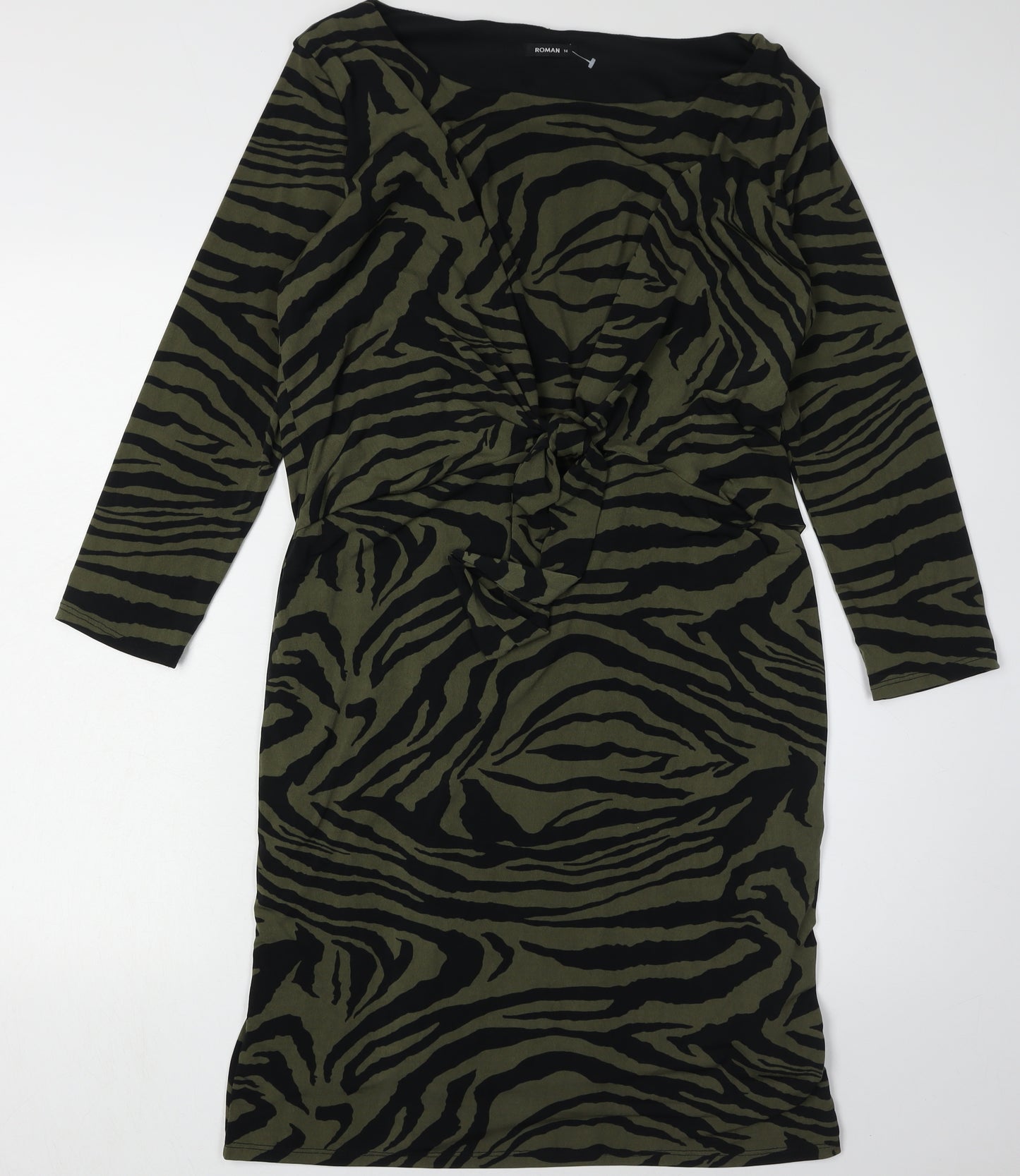 Roman Women's Green Animal Print Pencil Dress 14