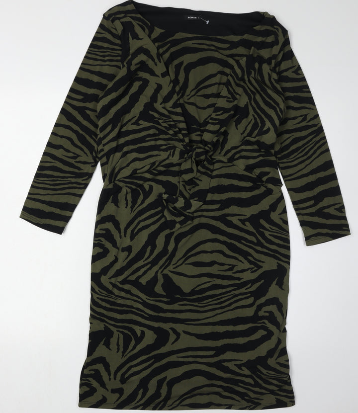 Roman Women's Green Animal Print Pencil Dress 14