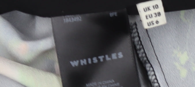 Whistles Women's Black Floral Blouse UK 10 V-Neck