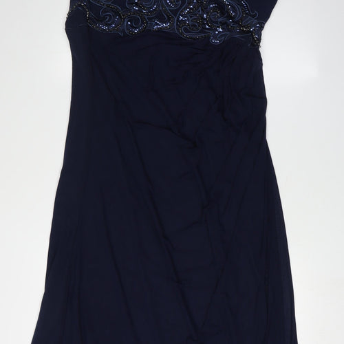 Lipsy Women’s Blue Long Beaded One Shoulder Dress