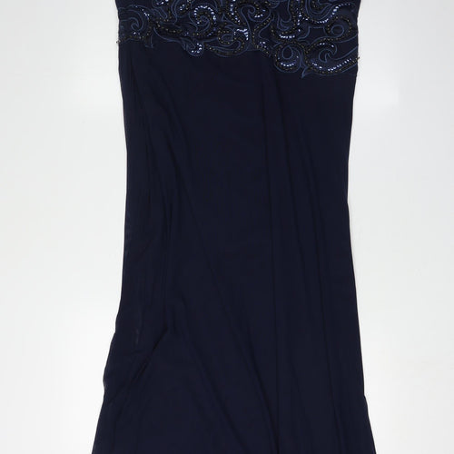 Lipsy Women’s Blue Long Beaded One Shoulder Dress
