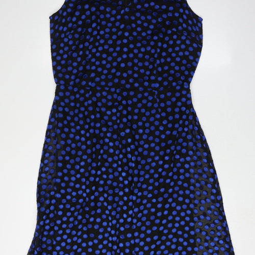 Long Tall Sally Polka Dot Dress Women Black Blue Size 14