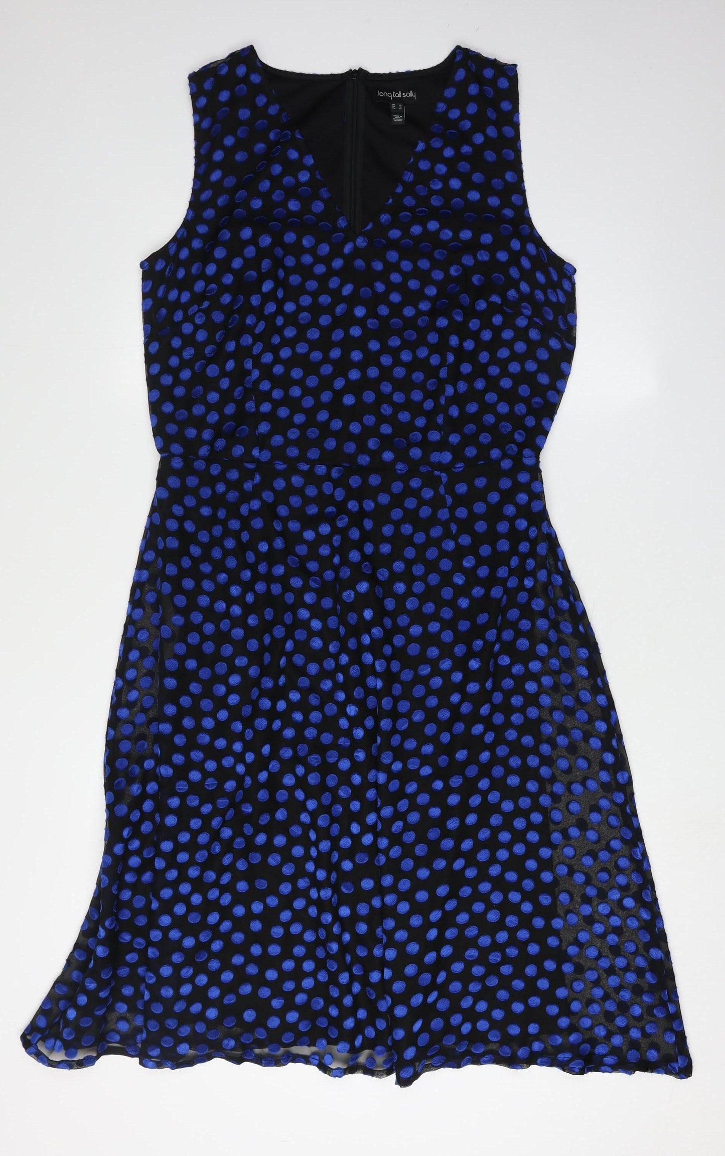 Long Tall Sally Polka Dot Dress Women Black Blue Size 14
