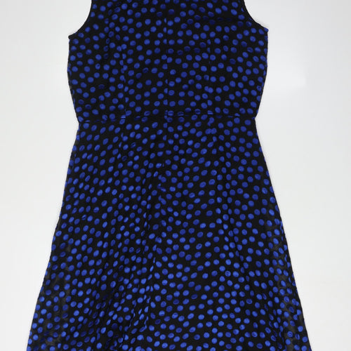 Long Tall Sally Polka Dot Dress Women Black Blue Size 14