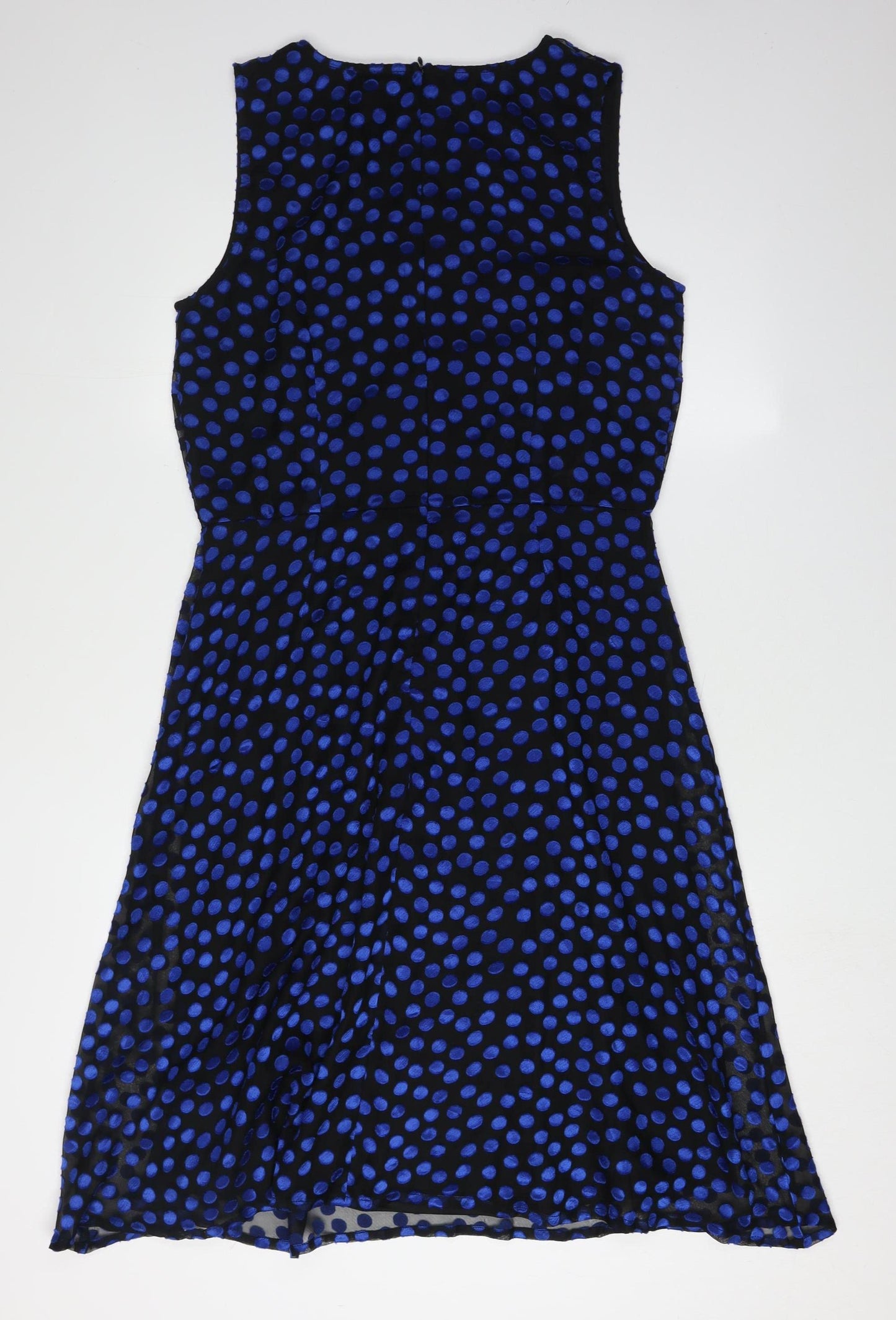 Long Tall Sally Polka Dot Dress Women Black Blue Size 14