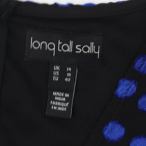 Long Tall Sally Polka Dot Dress Women Black Blue Size 14