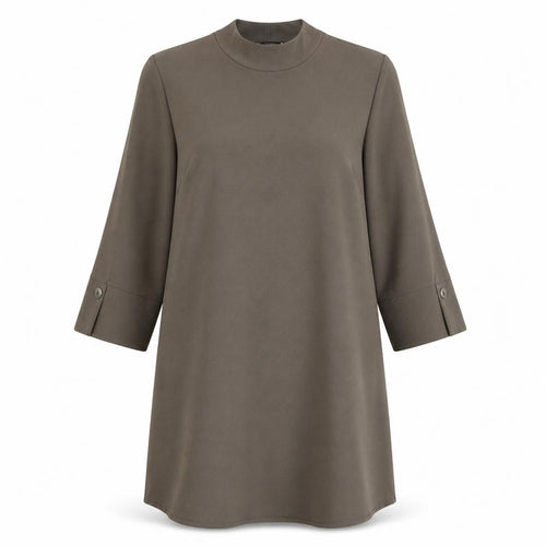 Zara Women's Brown 3/4 Sleeve Mock Neck Dress S