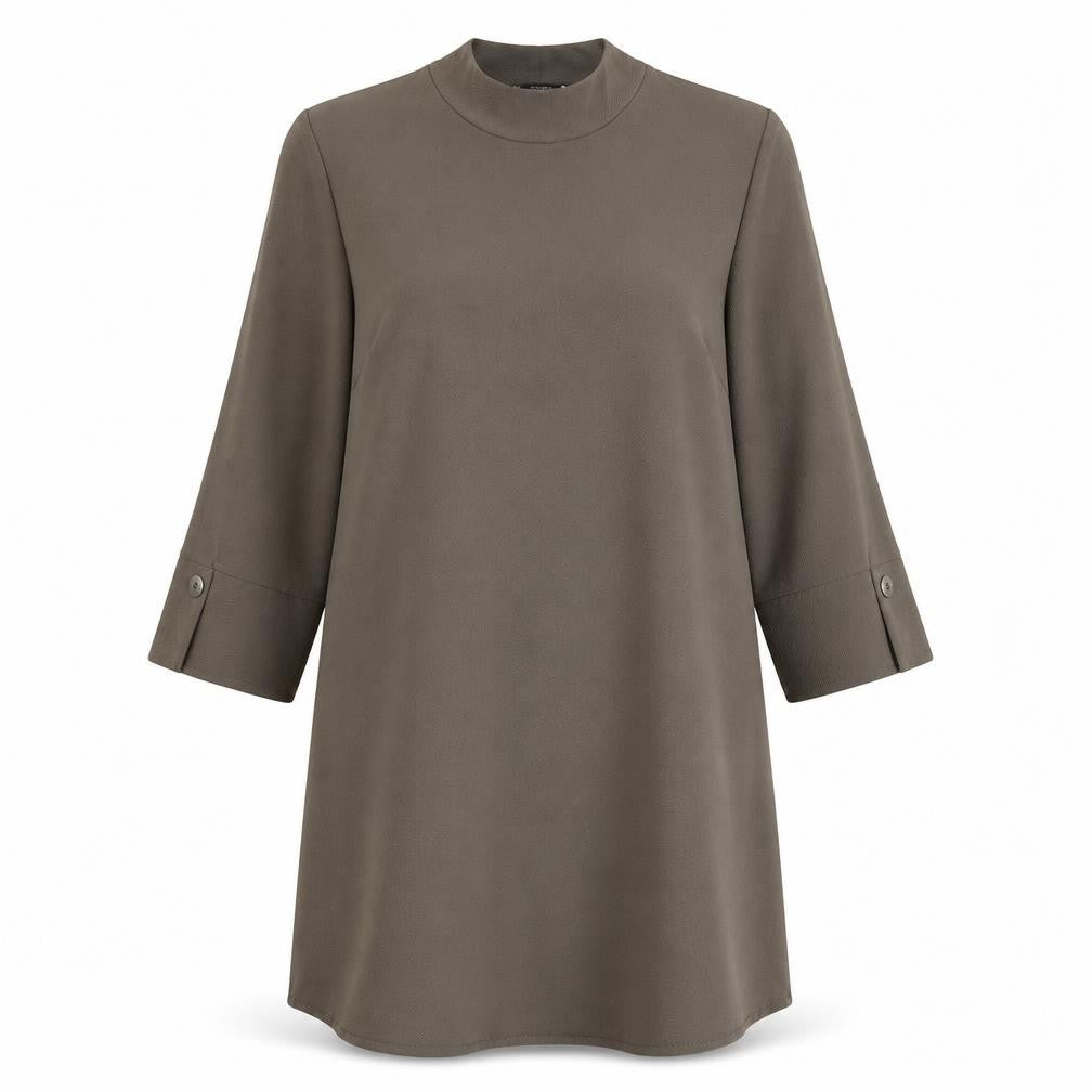Zara Women's Brown 3/4 Sleeve Mock Neck Dress S