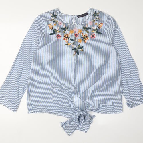 Marks and Spencer Women's Blue Striped Blouse Size 14