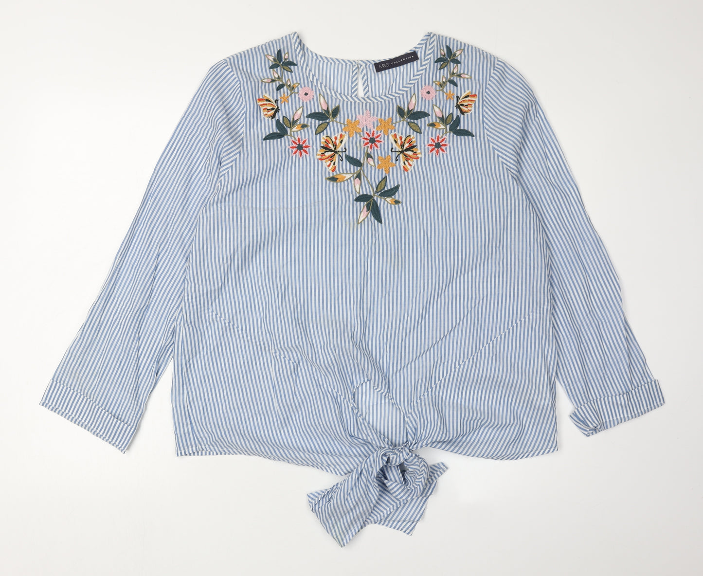 Marks and Spencer Women's Blue Striped Blouse Size 14