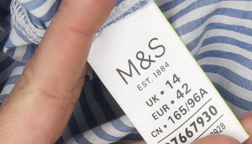 Marks and Spencer Women's Blue Striped Blouse Size 14