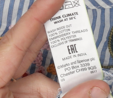 Marks and Spencer Women's Blue Striped Blouse Size 14