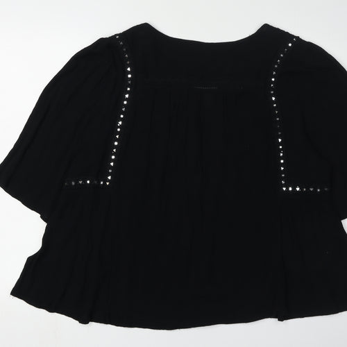 Monsoon Women's Black Studded V-Neck Blouse Size 16