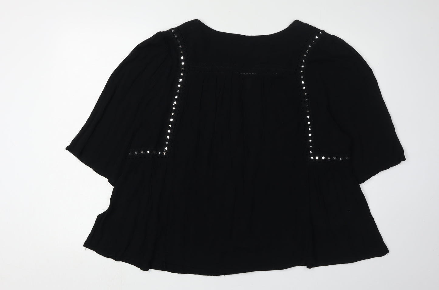 Monsoon Women's Black Studded V-Neck Blouse Size 16