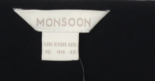 Monsoon Women's Black Studded V-Neck Blouse Size 16