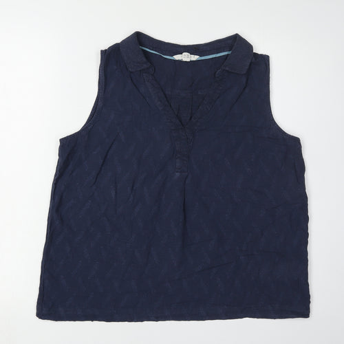 White Stuff Women's Blue Collared Sleeveless Tank Size 14