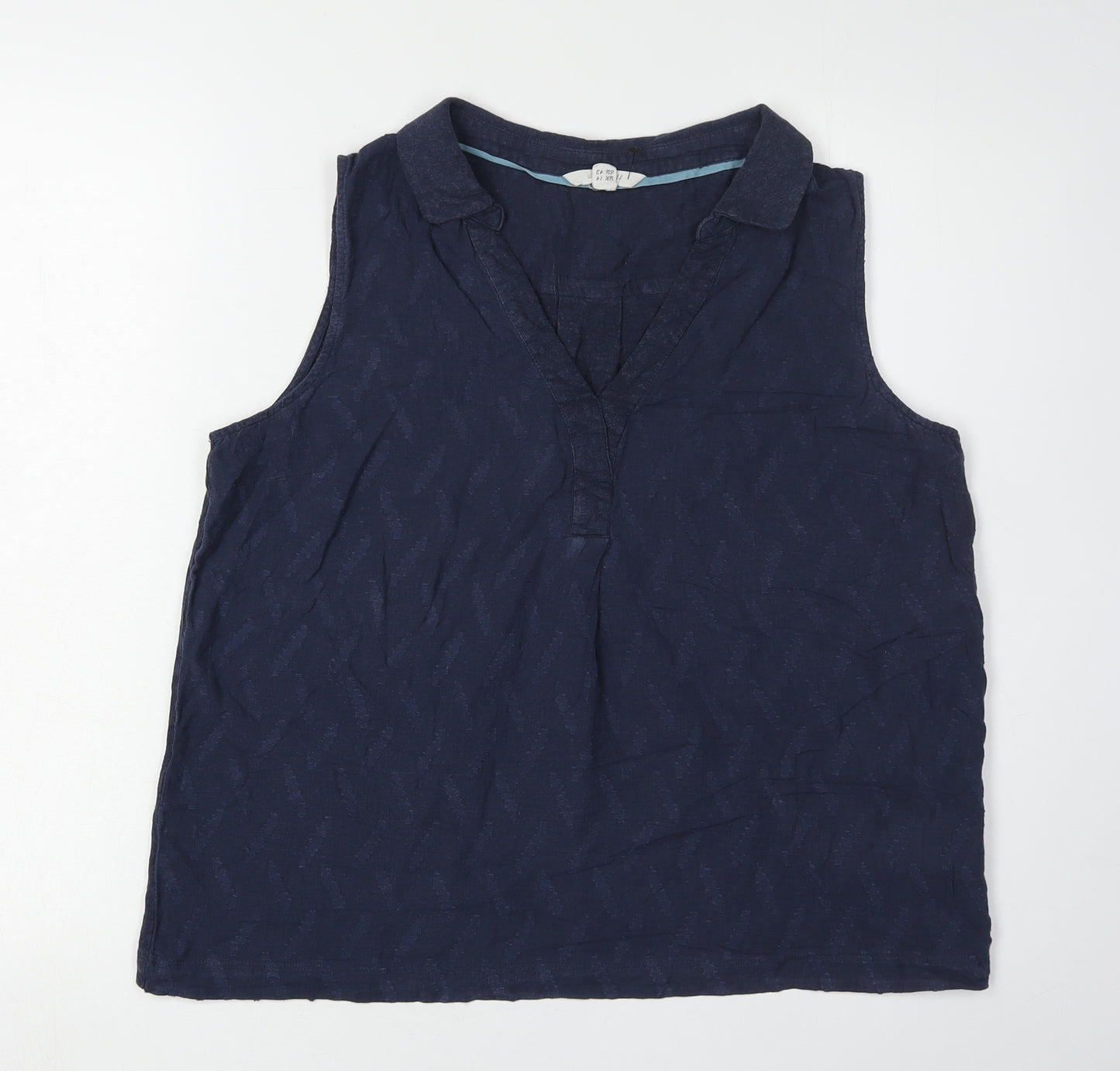 White Stuff Women's Blue Collared Sleeveless Tank Size 14