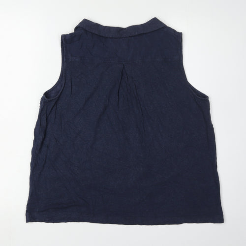 White Stuff Women's Blue Collared Sleeveless Tank Size 14