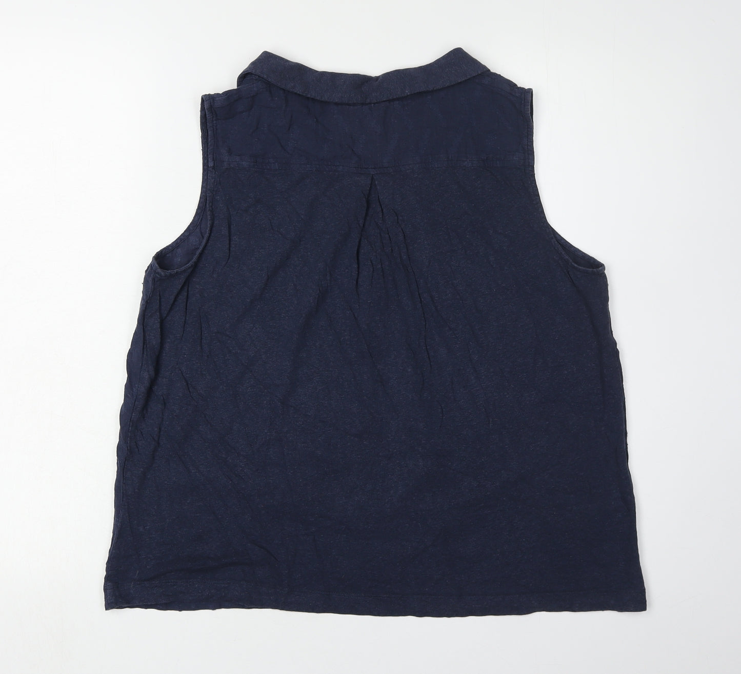 White Stuff Women's Blue Collared Sleeveless Tank Size 14