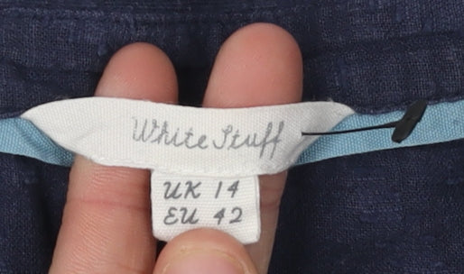 White Stuff Women's Blue Collared Sleeveless Tank Size 14