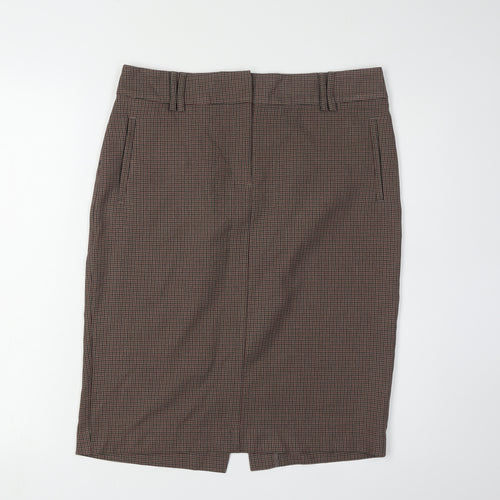 Marks and Spencer Women's Brown Geometric Pencil Skirt