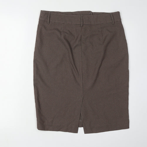 Marks and Spencer Women's Brown Geometric Pencil Skirt
