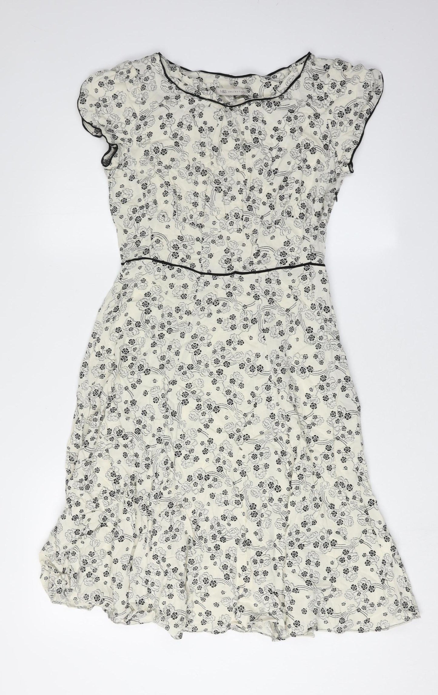 Marks and Spencer Women's Ivory Floral Dress Size 10