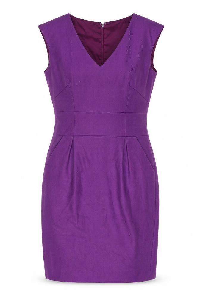 Hobbs Women's Purple Sheath Dress Size 12 V-Neck Classic
