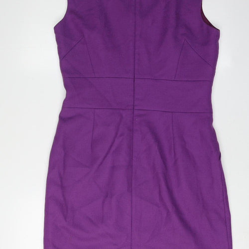 Hobbs Women's Purple Sheath Dress Size 12 V-Neck Classic