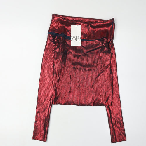 Zara Women's Red Long Sleeve Top - Size M