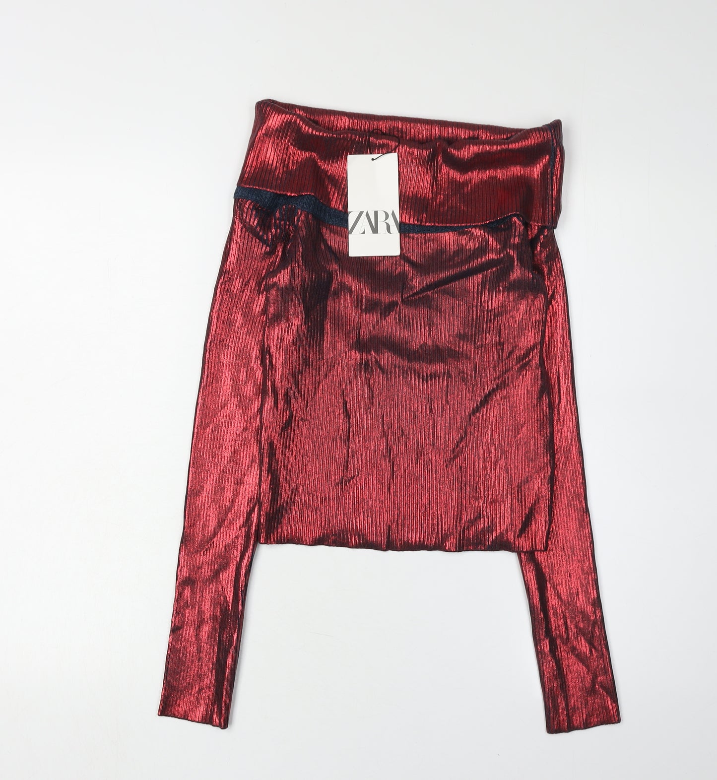 Zara Women's Red Long Sleeve Top - Size M