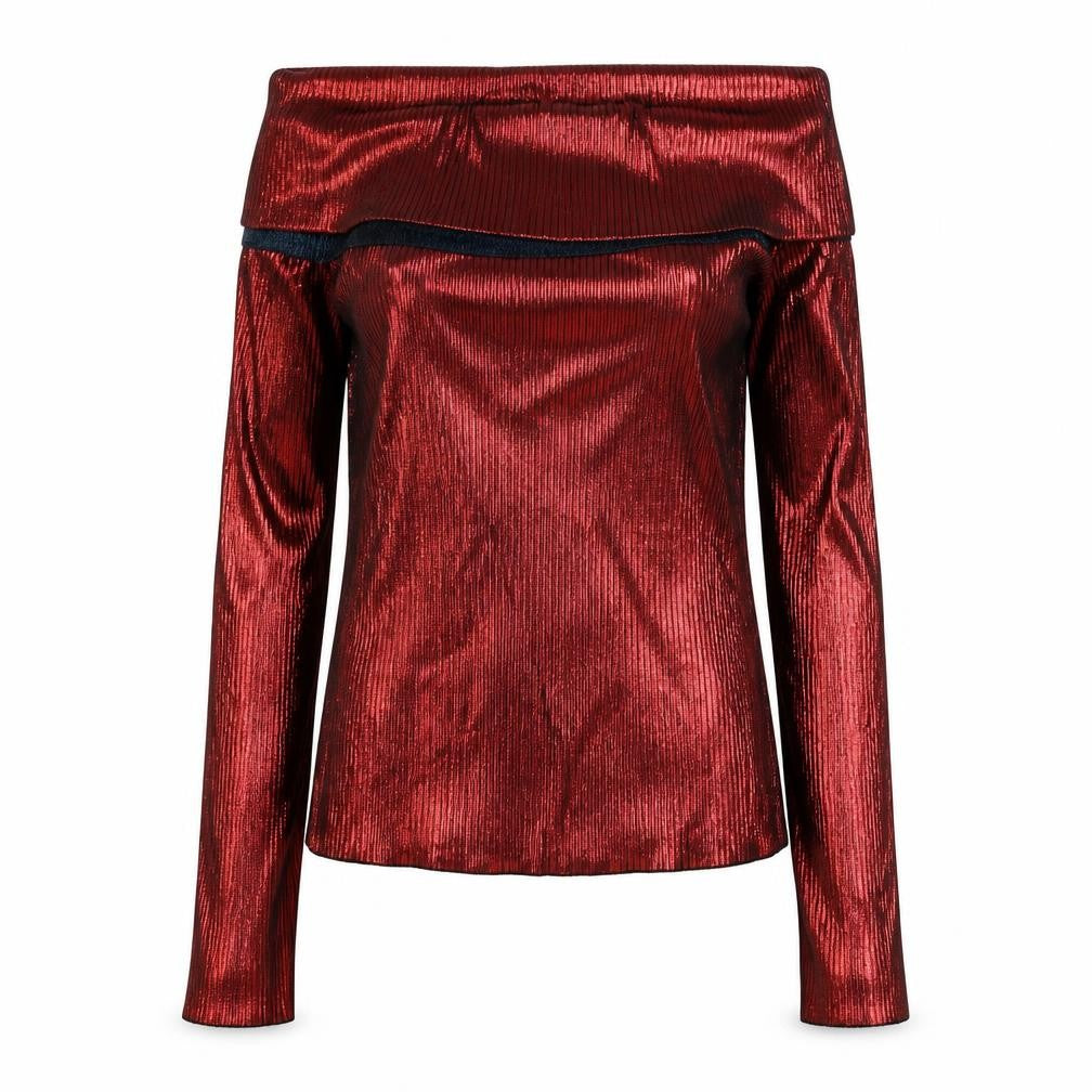 Front view of Zara Women's Red Long Sleeve Top -, size M