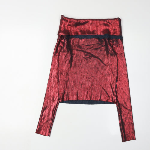 Zara Women's Red Long Sleeve Top - Size M