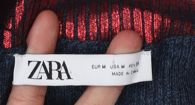 Zara Women's Red Long Sleeve Top - Size M