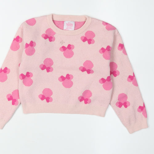 Primark Girls Pink Minnie Mouse Pullover Jumper 5-6 Years
