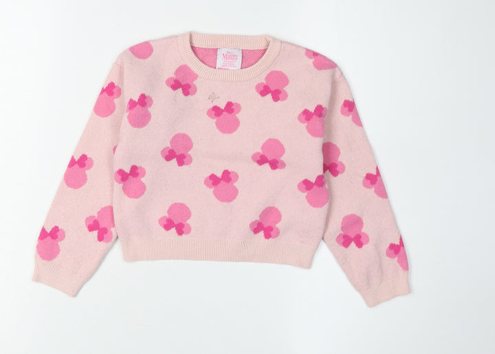 Primark Girls Pink Minnie Mouse Pullover Jumper 5-6 Years