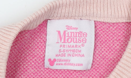 Primark Girls Pink Minnie Mouse Pullover Jumper 5-6 Years