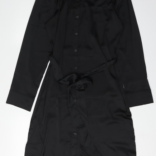 Monki Women's Black Shirt Dress M with Belted Waist