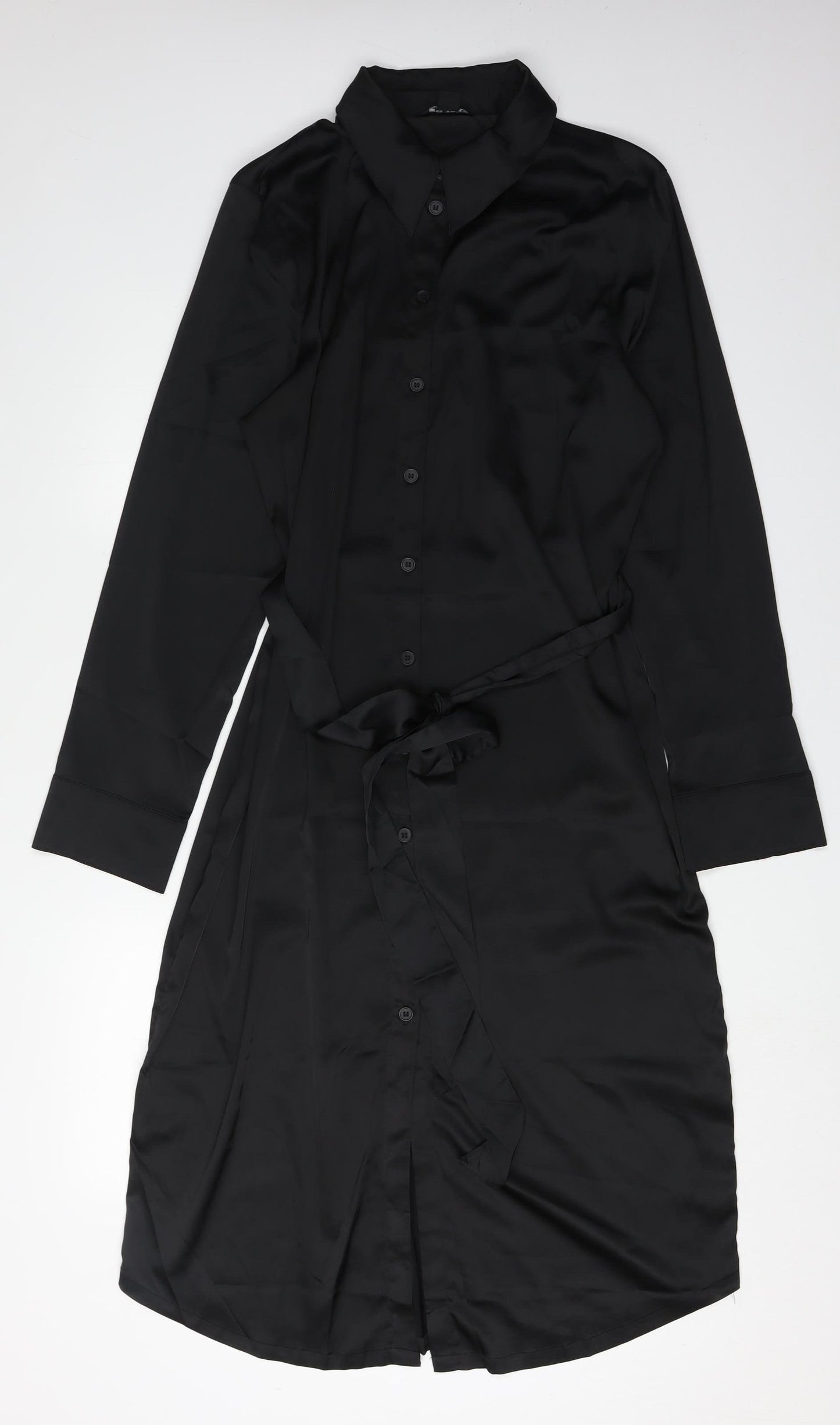 Monki Women's Black Shirt Dress M with Belted Waist