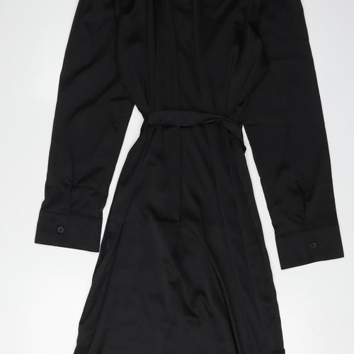 Monki Women's Black Shirt Dress M with Belted Waist