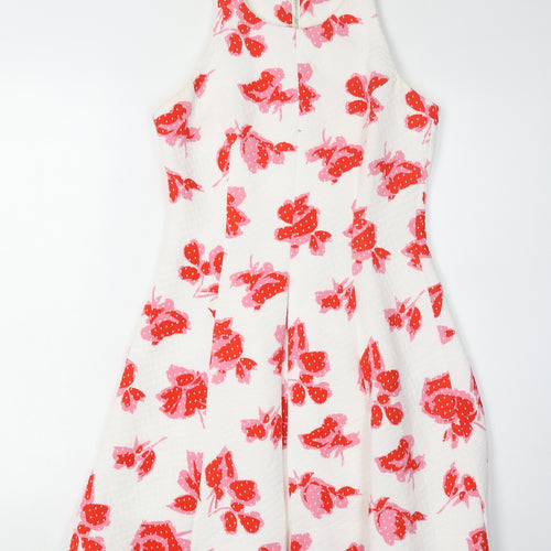 River Island Women's White Floral A-Line Dress Size 6