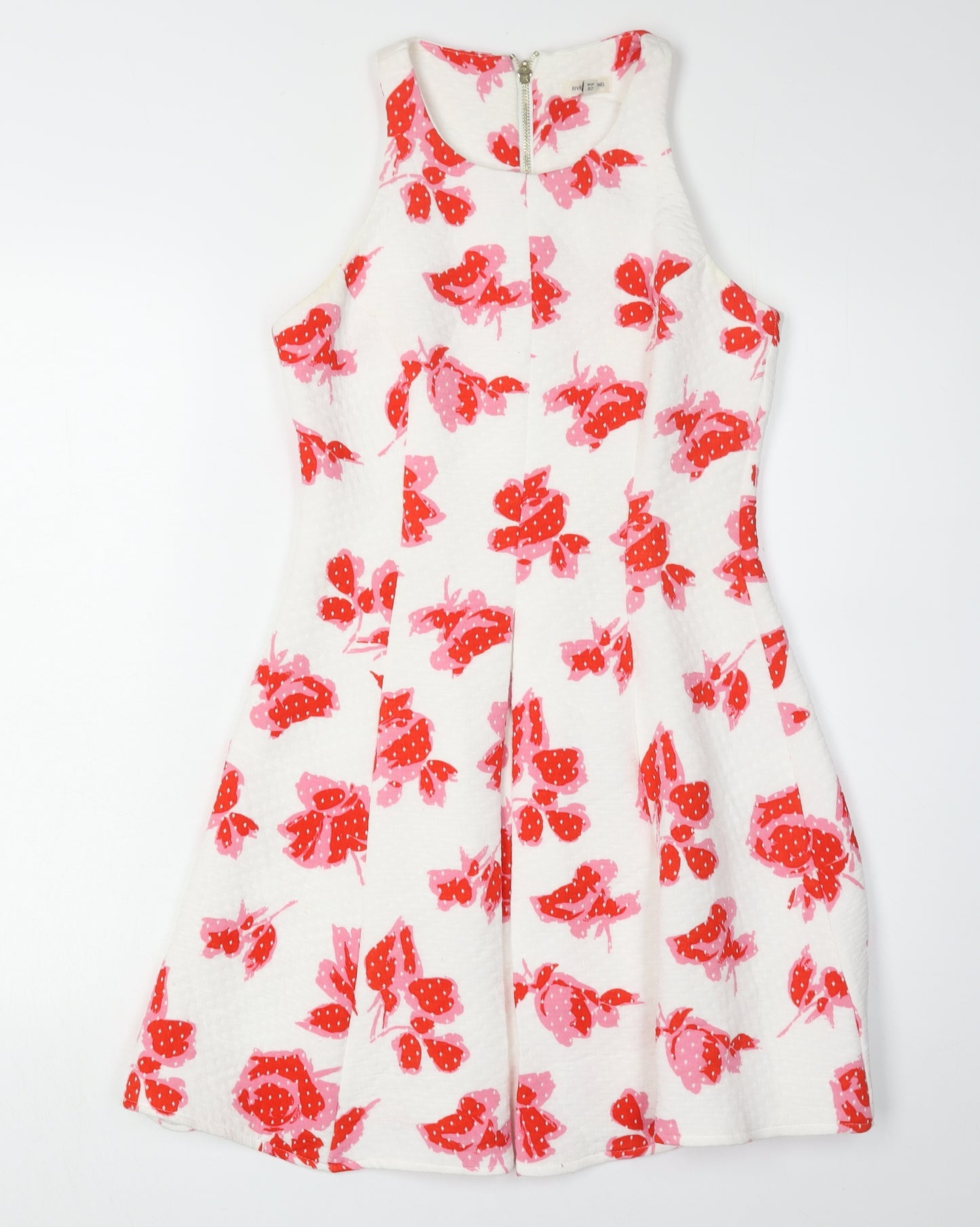 River Island Women's White Floral A-Line Dress Size 6