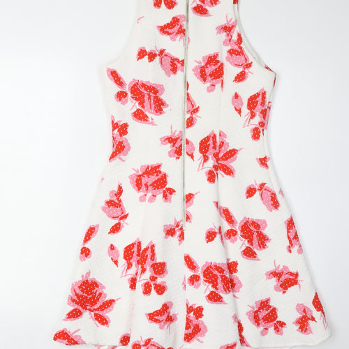 River Island Women's White Floral A-Line Dress Size 6